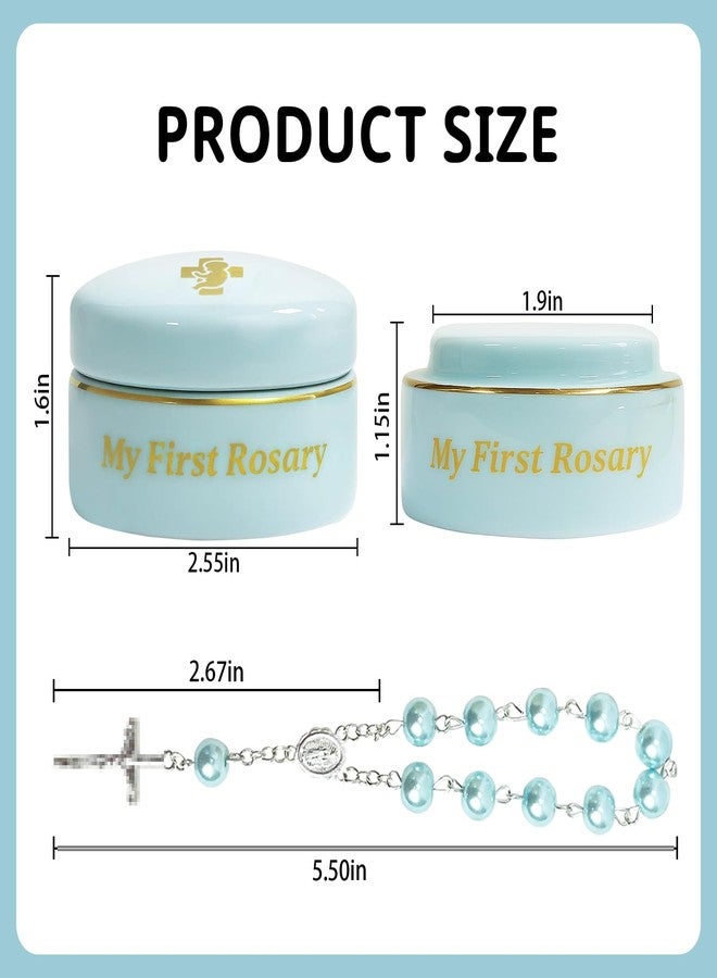 TBTFW My First Rosary, Baptism Rosary for Boys and Ceramic Keepsake Box, Shower Rosary Beads, Used for Newborn Baptism Ceremony(Blue) - Image 2